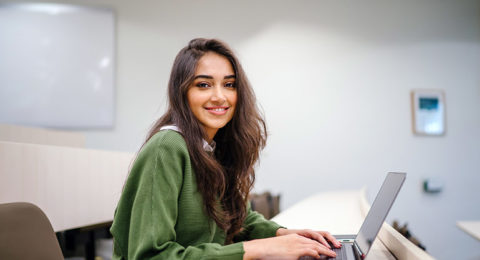 Portrait,Of,A,Beautiful,,Young,And,Intelligent-looking,Indian,Asian,Woman