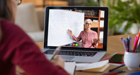 Young,Student,Watching,Lesson,Online,And,Studying,From,Home.,Young